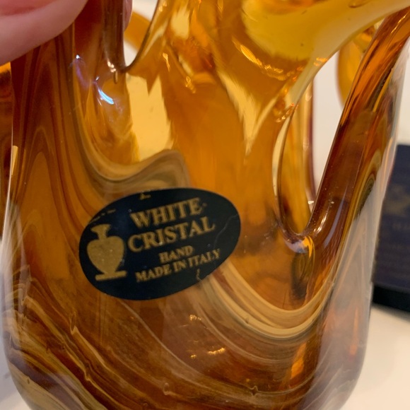 Handmade Small Glass Sculptured Bowl by White Crystal and Marked Made in Italy - Picture 5 of 15